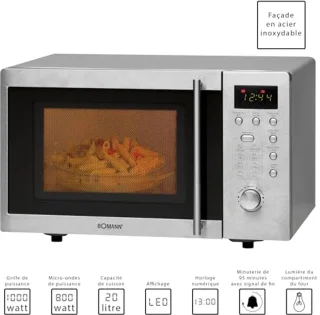 Kleine Magnetron met Grill en 8 Programma's | 1000 Watt, 20 Liter, Ruimtebesparend