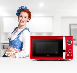 Klarstein Fine Dinesty 2in1-magnetron Retro 23L 1000W 12 programma's rood