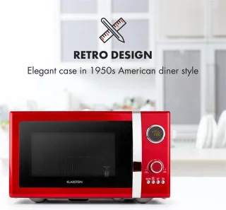 Klarstein Fine Dinesty 2in1-magnetron Retro 23L 1000W 12 programma's rood