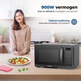 Heinner HMW-MD25MBK Magnetron 25L – 800W – 5 Vermogensniveaus – Ontdooifunctie – Draaiknop & Digitale Timer – Zwart