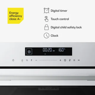 Klarstein Velaire inbouwoven - 74 l elektrische oven, 13 standen, touchbediening, energieklasse A+, geëmailleerde binnenkant, driedubbele beglazing, geïntegreerde enkele oven, 60 cm, mat en glazen design, wit
