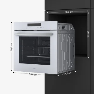 Klarstein Velaire inbouwoven - 74 l elektrische oven, 13 standen, touchbediening, energieklasse A+, geëmailleerde binnenkant, driedubbele beglazing, geïntegreerde enkele oven, 60 cm, mat en glazen design, wit