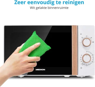 Magnetron 20 liter - 700 Watt, Houtlook, Spiegeldeur, 5 Vermogensstanden en Ontdooifunctie