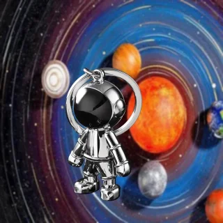 Astronautensleutelhanger Robot Metaal Goud Zilver 32x29 cm