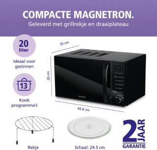 Brabantia BBEK1145DG Magnetron met Grillfunctie