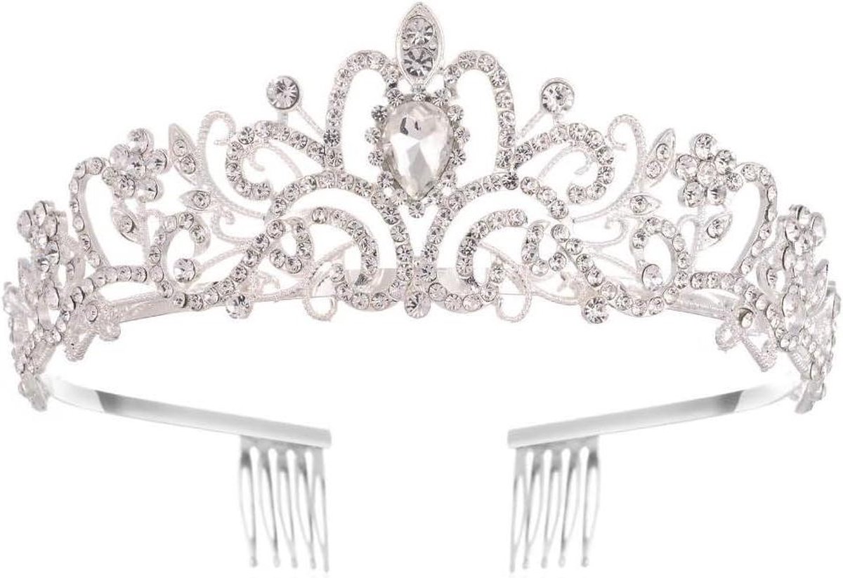 Bridal Kristallen Prinsessendiadeem Tiara Zilver Eén Maat