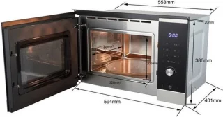 CONTINENTAL EDISON CEMO25GINE Inbouw Grill Magnetron Zwart RVS 25L
