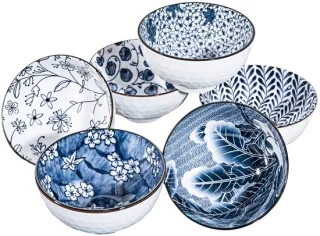 Dailygoods - japanse keramische rijstkommen set van 6