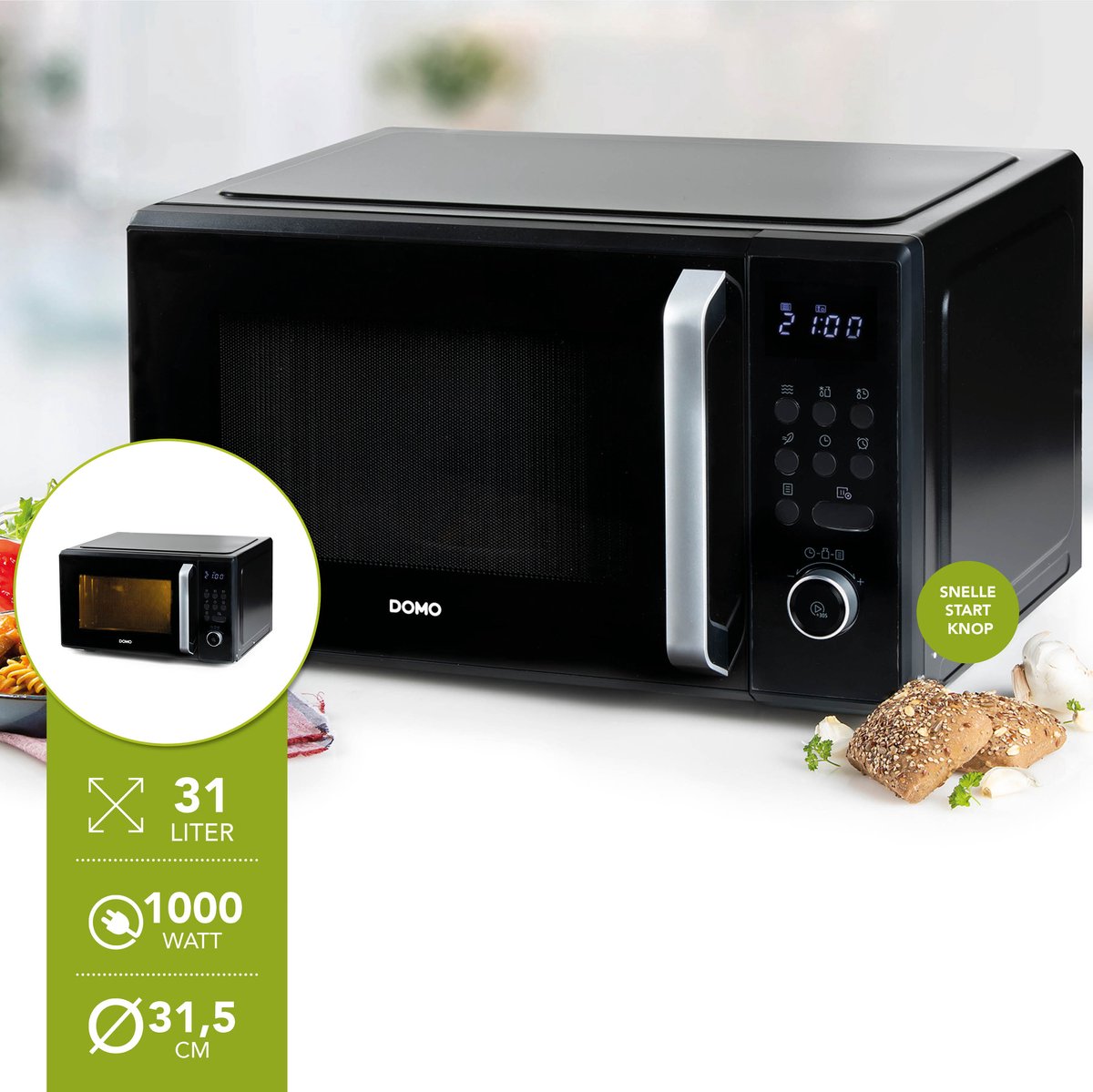 Wat vinden we goed aan de DOMO DO23101 Solo Microgolfoven 31L 1000W