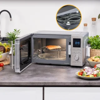 First Austria Vrijstaande Magnetron Grill 1100W 20L RVS Zilver