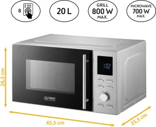 First Austria Vrijstaande Magnetron Grill 1100W 20L RVS Zilver