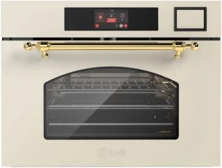ILVE Compact 45cm inbouw oven/stoom/magnetron Nostalgie antiek wit messing