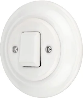 Inbouw porseleinen retro koppelaar, serie PR1 in wit