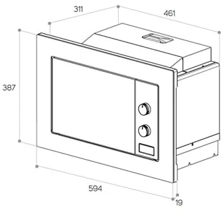 Inbouwmagnetron 20 L RVS