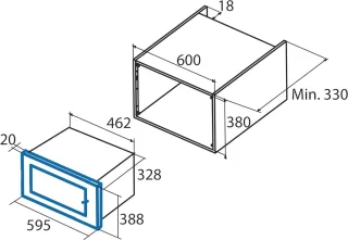 Inbouwmagnetron RVS 20L