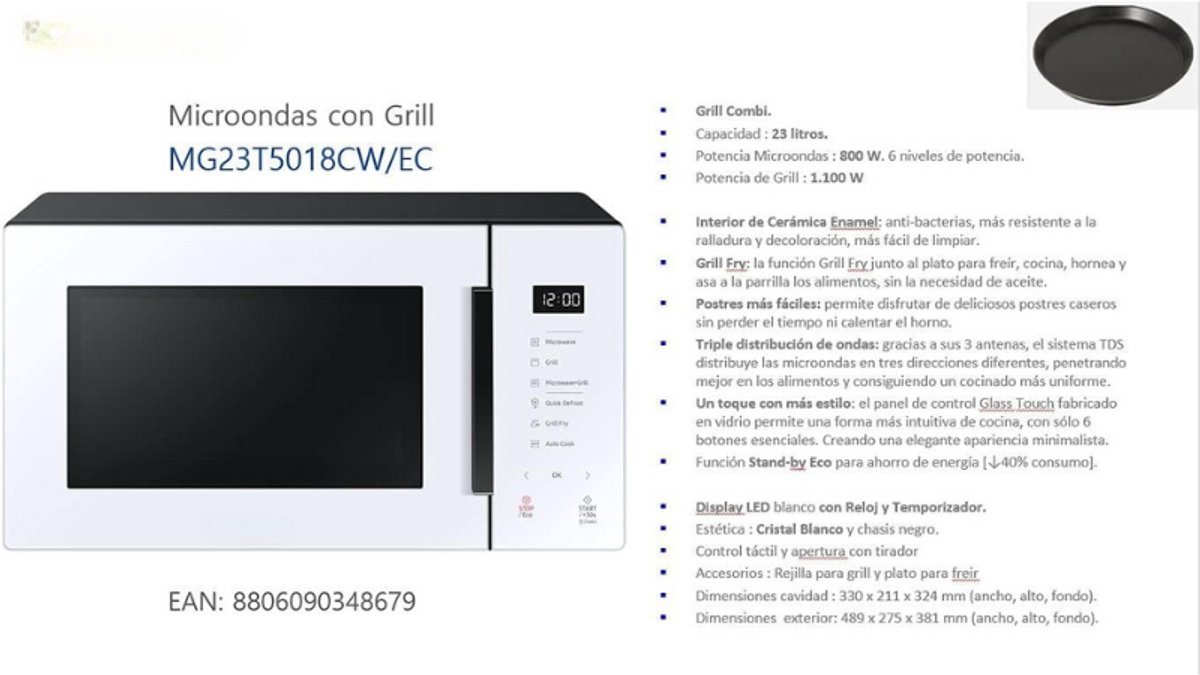 Magnetron 23L 800W met Grill en Frituur Wit