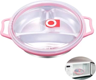 Magnetronschaal met deksel - 22 cm - roze