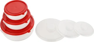 Magnetronservies set rood/wit