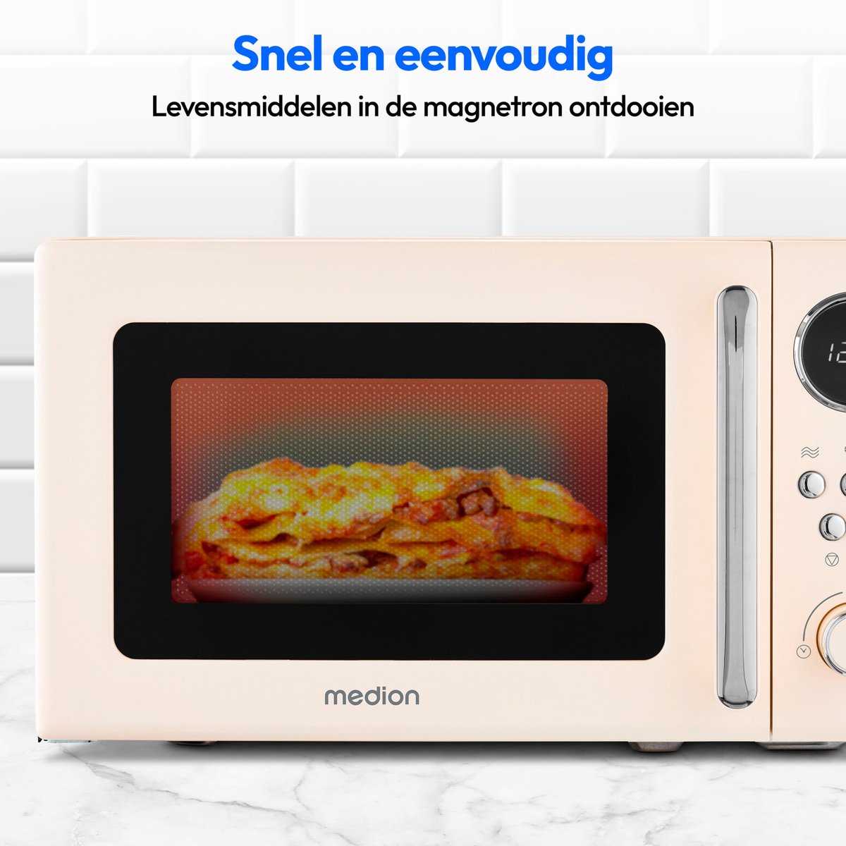 De MEDION MD15000 retro magnetron 20L beige in één oogopslag