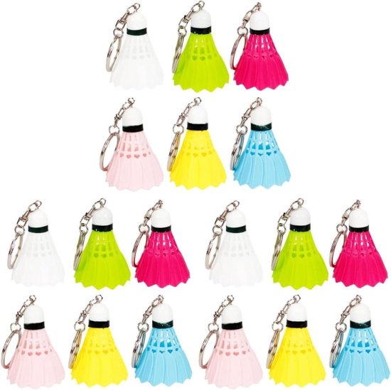 Kleurrijke Mini Badminton Sleutelhangers — 18 stuks plezier in je zak