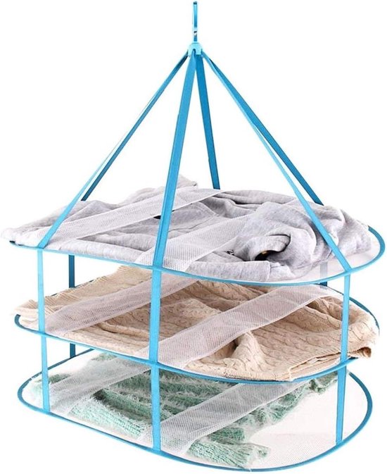 Opvouwbare winddichte netmand 3-laags blauw