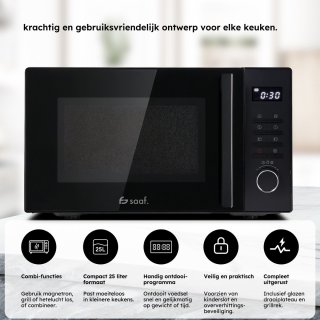 Wat vinden we goed aan de Saaf Combi-magnetron 25L Vrijstaand Zwart