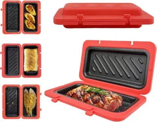 Sandwichmaker Magnetron - Kaassmelter Panini - Snel Ontbijt Maken - Geïntegreerde Verwarming - 45x12x45 cm - Rood