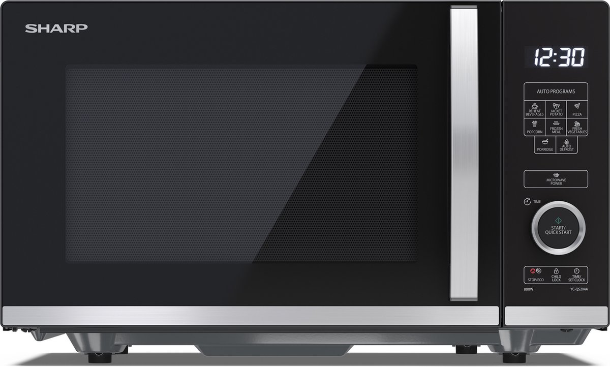 De Sharp YC-QS204AE-B Flatbed Magnetron Zwart 20L 800W in één oogopslag