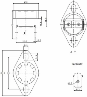 Temperatuurschakelaar KSD301 130°