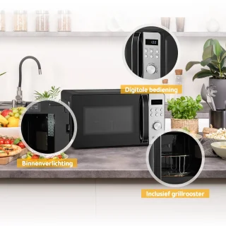 TZS First Austria Magnetron met Grill 20L Zwart/RVS