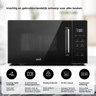 van Saaf Vrijstaande Magnetron 20L Zwart