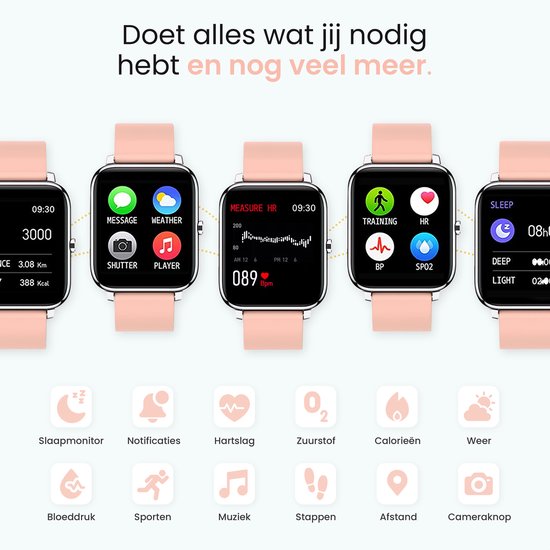 MAOO AMPLIFY Smartwatch Incl. screenprotector Hartslag, bloeddruk