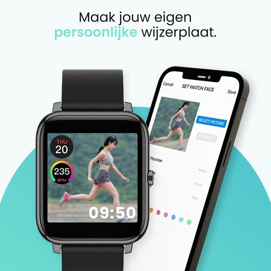 MAOO AMPLIFY Smartwatch Incl. screenprotector Hartslag, bloeddruk