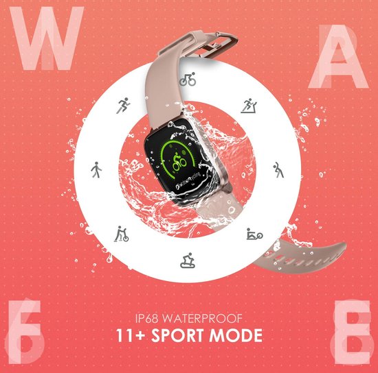 Vigorun Smartwatch Roze Fitnesstracker, Hartslagmeter, Stappenteller