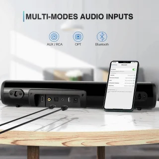 Mini soundbar - soundbar voor tv - computer-soundbar met Bluetooth 5.0 - bekabelde en draadloze pc-luidspreker - home-audiosysteem voor thuisbioscoop/gaming/projectoren