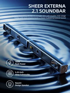 2-in-1 Soundbar 180W met Subwoofer en HDMI ARC - 2.1-kanaals Geluidsysteem voor Thuis