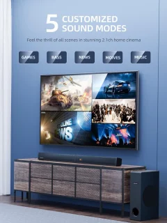 2-in-1 Soundbar 180W met Subwoofer en HDMI ARC - 2.1-kanaals Geluidsysteem voor Thuis