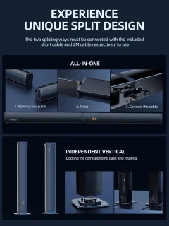 2-in-1 Soundbar 180W met Subwoofer en HDMI ARC - 2.1-kanaals Geluidsysteem voor Thuis