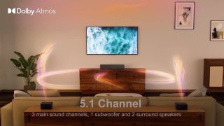 Wat vinden we goed aan de Soundbar – Surround Sound Systeem – Home Cinema Speaker – Draadloze Subwoofer – Achterluidsprekers – 410W Vermogen – Dolby Atmos & HD eARC