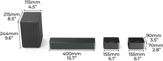 Soundbar – Surround Sound Systeem – Home Cinema Speaker – Draadloze Subwoofer – Achterluidsprekers – 410W Vermogen – Dolby Atmos & HD eARC