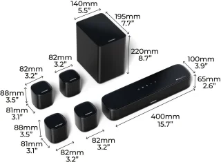 7.1 Kanaals Surround Sound Set – Home Theater Systeem – Soundbar – Dolby Atmos Speaker – Draadloos Surround Systeem – Draadloze Speakers – HD-eARC Aansluiting – App Bediening