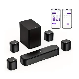 7.1 Kanaals Surround Sound Set – Home Theater Systeem – Soundbar – Dolby Atmos Speaker – Draadloos Surround Systeem – Draadloze Speakers – HD-eARC Aansluiting – App Bediening