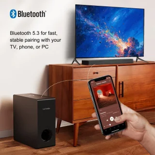 Soundbar – Home Theater Speaker – Multimedia Speaker – Audio Bar – Surround Sound Systeem – Dolby Atmos – Bass Boost – Ultra-Slim Design – HDMI eARC – Zwart