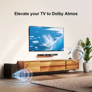 Soundbar – Home Theater Speaker – Multimedia Speaker – Audio Bar – Surround Sound Systeem – Dolby Atmos – Bass Boost – Ultra-Slim Design – HDMI eARC – Zwart