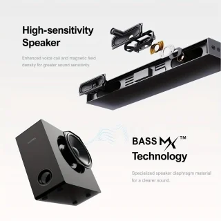Soundbar – Home Theater Speaker – Multimedia Speaker – Audio Bar – Surround Sound Systeem – Dolby Atmos – Bass Boost – Ultra-Slim Design – HDMI eARC – Zwart