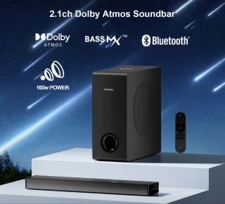 Soundbar – Home Theater Speaker – Multimedia Speaker – Audio Bar – Surround Sound Systeem – Dolby Atmos – Bass Boost – Ultra-Slim Design – HDMI eARC – Zwart