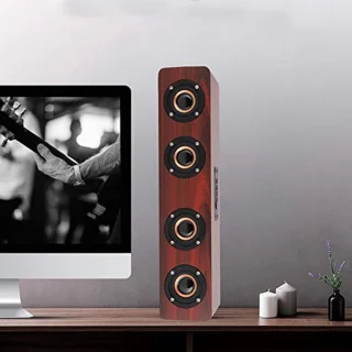 Houten Bluetooth Soundbar - 12W HiFi TV-luidspreker met AUX, TF-kaart en FM Ondersteuning