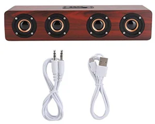 Houten Bluetooth Soundbar - 12W HiFi TV-luidspreker met AUX, TF-kaart en FM Ondersteuning