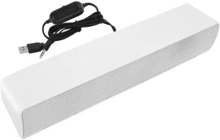 Draagbare soundbar, stereo soundbar met USB-kabel muziekspeler, bass surround soundbox met 3,5 mm audiostekker voor pc, mobiele telefoons, desktop, laptop, tv, tablet MP3, MP4 (wit)
