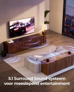 Surround Sound Systeem 5.1 Soundbar voor TV met Subwoofer en Draadloze Surround Speakers